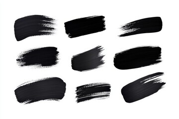 A set of black brush strokes on a white background