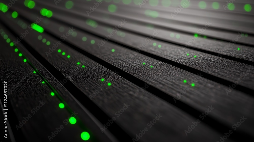 Poster Binary code flows down a dark digital screen, featuring vibrant green highlights. The design creates a modern tech-inspired pattern perfect for creative use