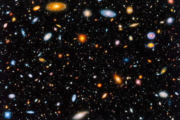 Obraz premium mesmerizing cosmic texture featuring countless galaxies and stars, creating stunning view of universe vastness and beauty. swirling colors and patterns evoke sense of wonder and exploration