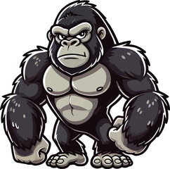 Gorilla cartoon vector on white background
