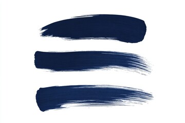 Three blue brush strokes on a white background