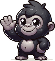 Naklejka premium Gorilla cartoon on white background