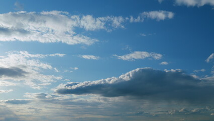 Dramatic cloudscape background. Nature weather blue sky. Timelapse.