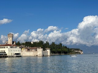 Scaligero Castle on the coast of the Lake Garda in Sirmione, Lombardy, Italy, October 2023