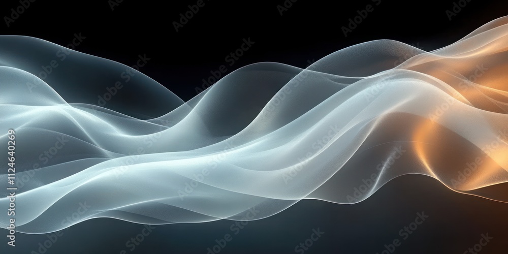 Poster abstract fluid wave design with soft backlighting and translucent fabric