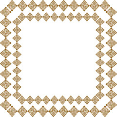 A square light brown gradient frame in a tribal style with a copy space. Isolated on white ethnic vector graphic.