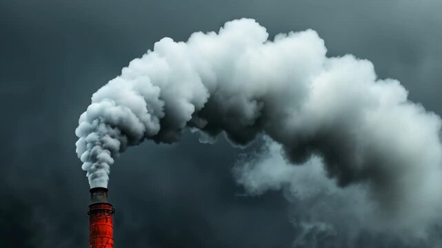 Smoke rising from industrial chimneys polluting the sky