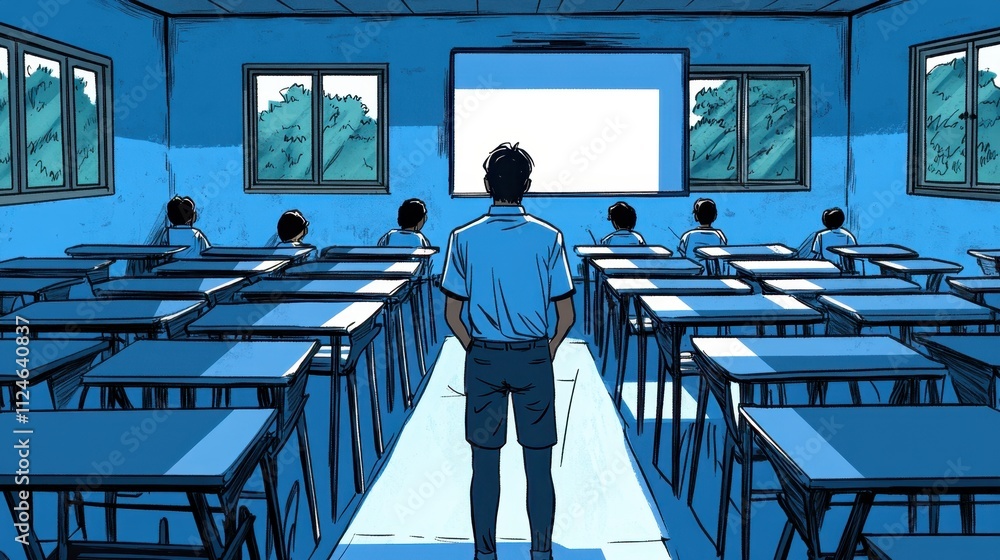 Poster empty classroom: a moment of introspection