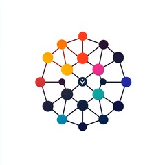 Obraz premium Abstract Network Connection with Colorful Nodes