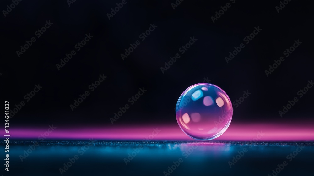 Aufkleber A shimmering liquid blob reflects dynamic iridescent colors creating a vibrant contrast with a sleek black background, inviting creative copy on the left side