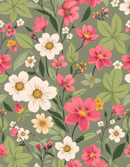 Spring botanical pattern, perfect for fashion and decoration, silhouette