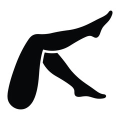 Woman legs vector icon. Body care and beauty concept, feminine silhouette for wellness, fashion, and health. Black silhouette isolated on white background.