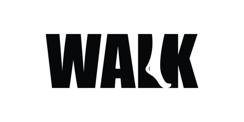 Walk typography logo design, word mark letter graphic vector concept