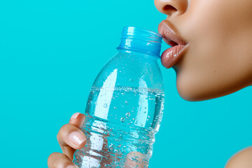 Woman Drinking Water from Plastic Bottle