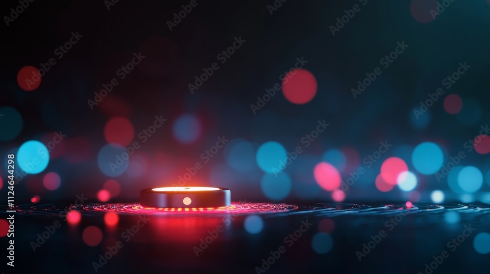 Poster A glowing digital lock icon highlights cybersecurity, surrounded by vibrant holographic data streams on a dark background, emphasizing data encryption