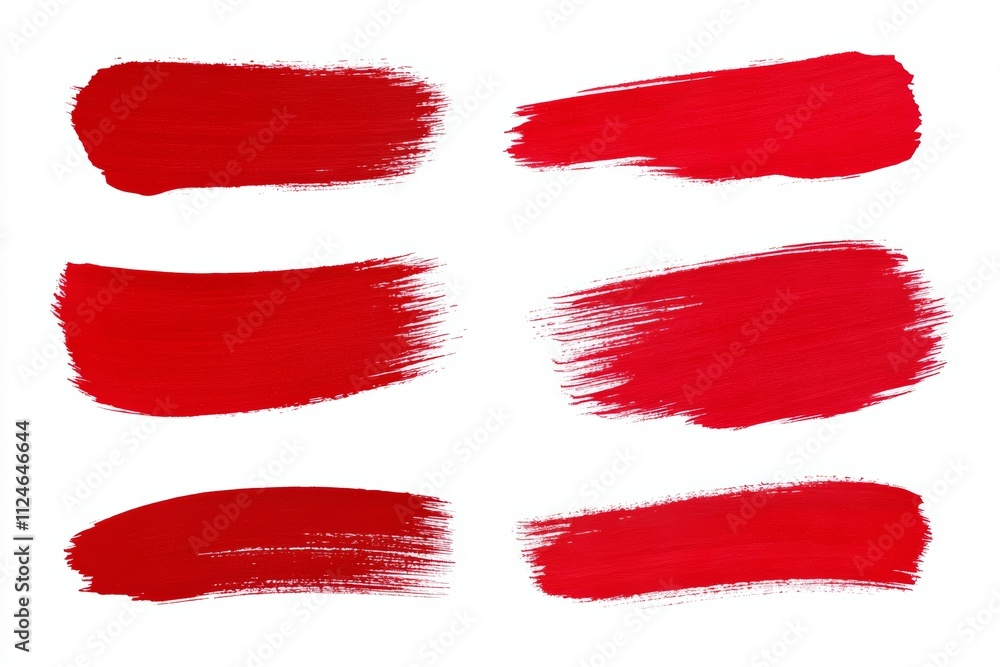 Poster a series of red brush strokes, each varying in size and shape