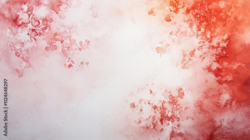 Poster a medium close-up, top-down view captures a watercolor painting with delicate flowers in pastel tone