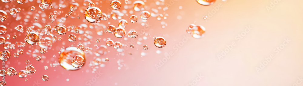 Poster Bubbles floating in soft gradient background create soothing atmosphere. warm colors enhance feeling of tranquility and relaxation, perfect for various design projects