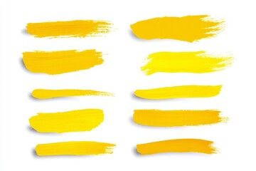 Obraz premium A set of yellow brush strokes on a white background