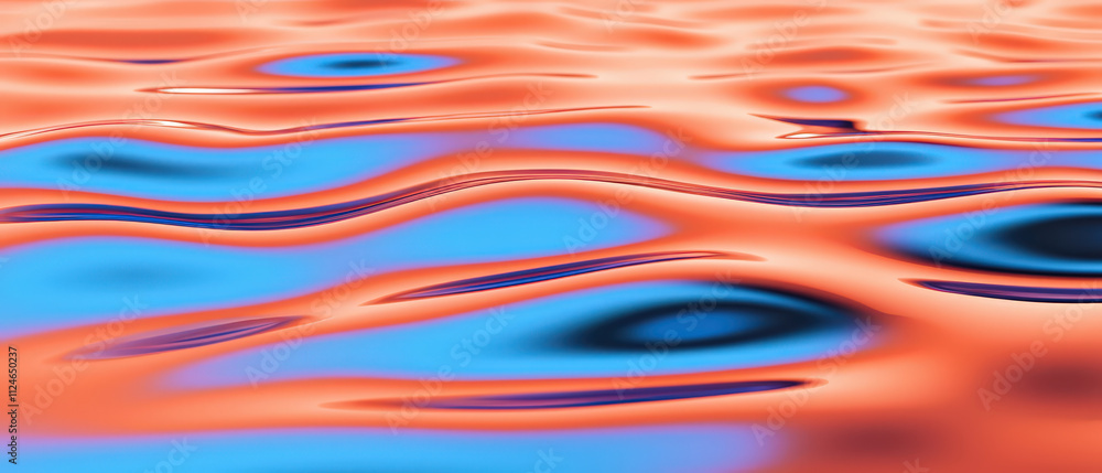 Aufkleber vibrant abstract texture of water with orange and blue waves, creating surreal and calming effect. s