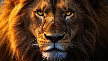 Lion,Close-up portrait of lion against black background