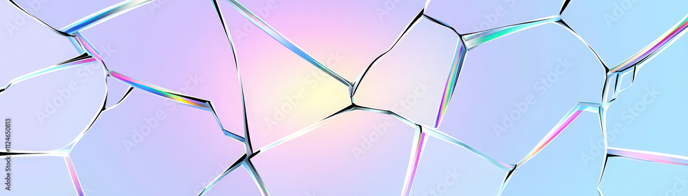 Poster translucent glass shard pattern with colorful gradient background, creating abstract and modern aest