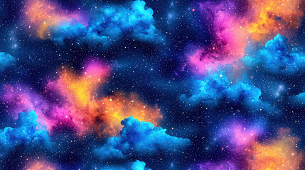 Fototapeta premium Vibrant cosmic abstract background featuring colorful clouds and stars, creating mesmerizing space scene that evokes sense of wonder and exploration