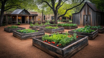 Obraz premium Rustic Retreat: A Charming Countryside Garden Oasis