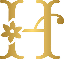 Golden Floral letter H