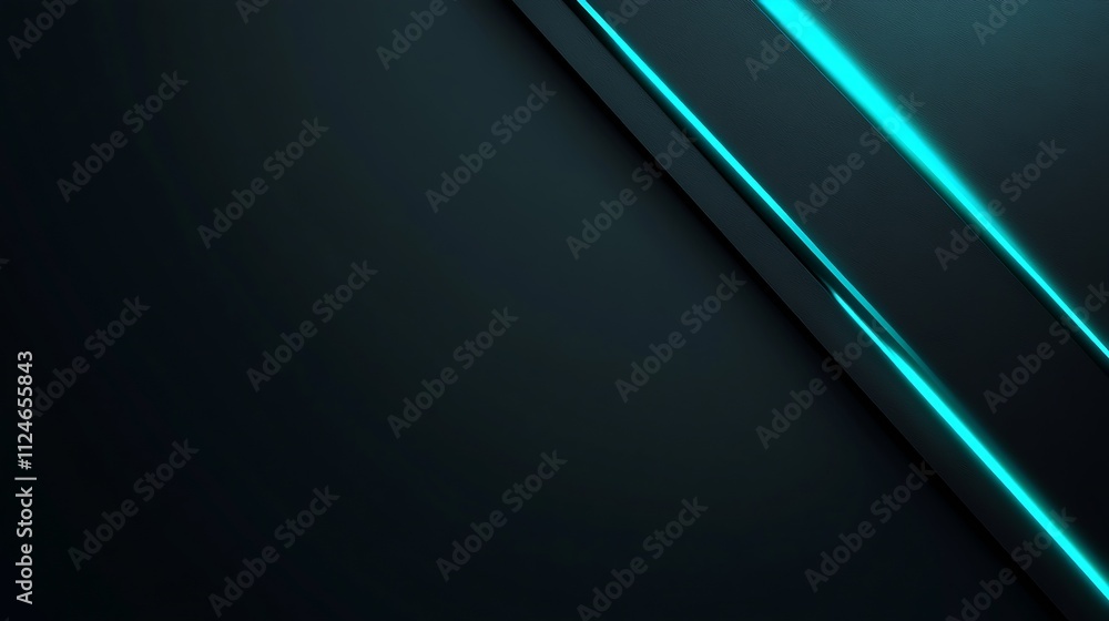 Aufkleber Abstract Teal And Black Futuristic Background With Geometric Pattern Design : Generative AI
