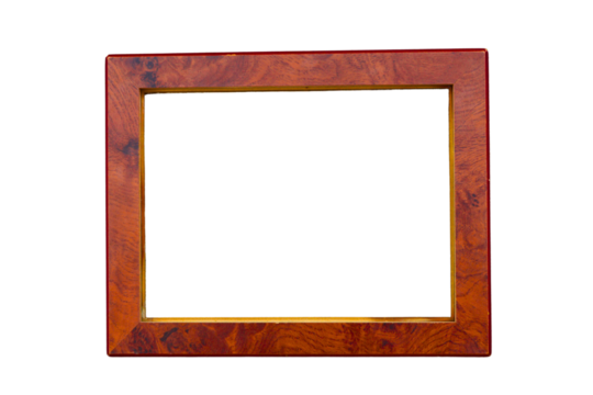 Realistic old wooden picture frame isolated on transparent background. Blank brown gallery, Border. photo frame design elements. PNG, Cut out
