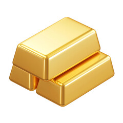 3D Icon of a Stacked Golden Bars with Rounded Edges in Toy-Like Cartoon Style on White Background