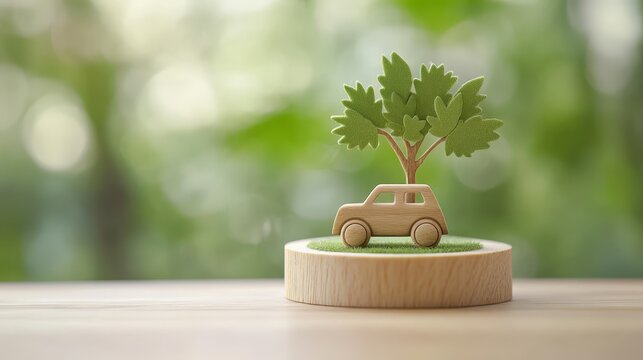 Eco Friendly Car  Green Tree  Sustainable Transportation