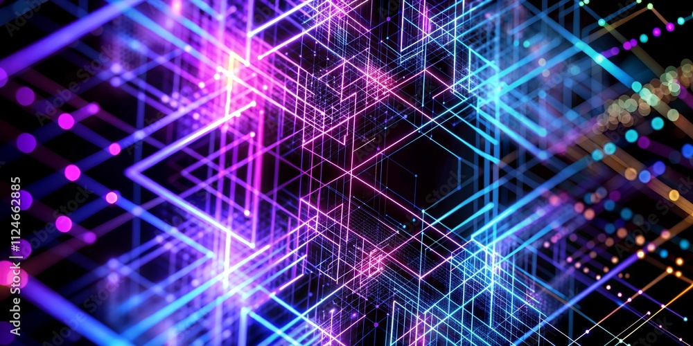 Poster abstract wallpaper featuring neon geometric lines in vibrant colors creating a dynamic visual experi