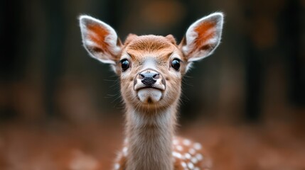 Obraz premium The image captures a young deer with a curious gaze amid a dense, lush forest, highlighting the serenity and wild charm of nature in its rich, natural habitat.