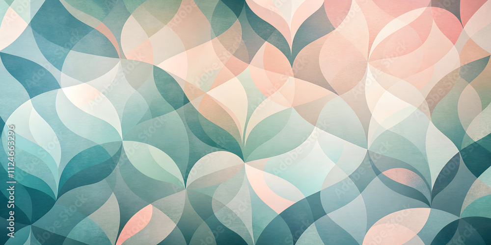 Poster pastel tones blend harmoniously to create an abstract wallpaper with a flowing leaf pattern enhancin
