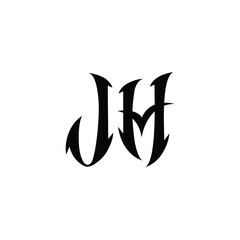 JH monogram logo design letter text name symbol monochrome logotype alphabet character simple logo