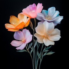 Fototapeta premium Flowers made of glass, merging botanical beauty with fragile elegance