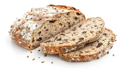 Slice of Wheat Bread Isolated on White Background, Nutritious and Versatile Loaf for Daily Meals and Snacks.