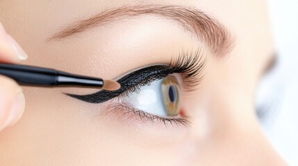 Makeup Artist Applying Eyeliner in Beauty Salon Setting