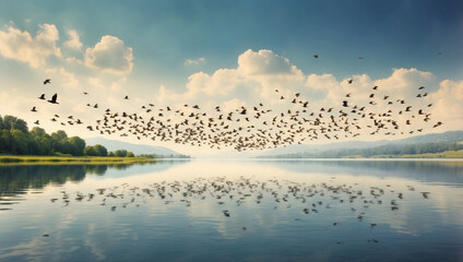 Naklejka premium Flock of Birds