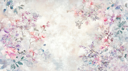 Soft pastel floral pattern with delicate blooms and subtle colors for decorative use