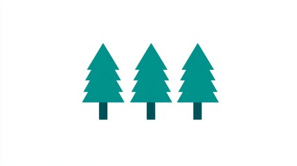 Obraz premium Three Teal Pine Trees Simple Nature Icon Forest Symbol