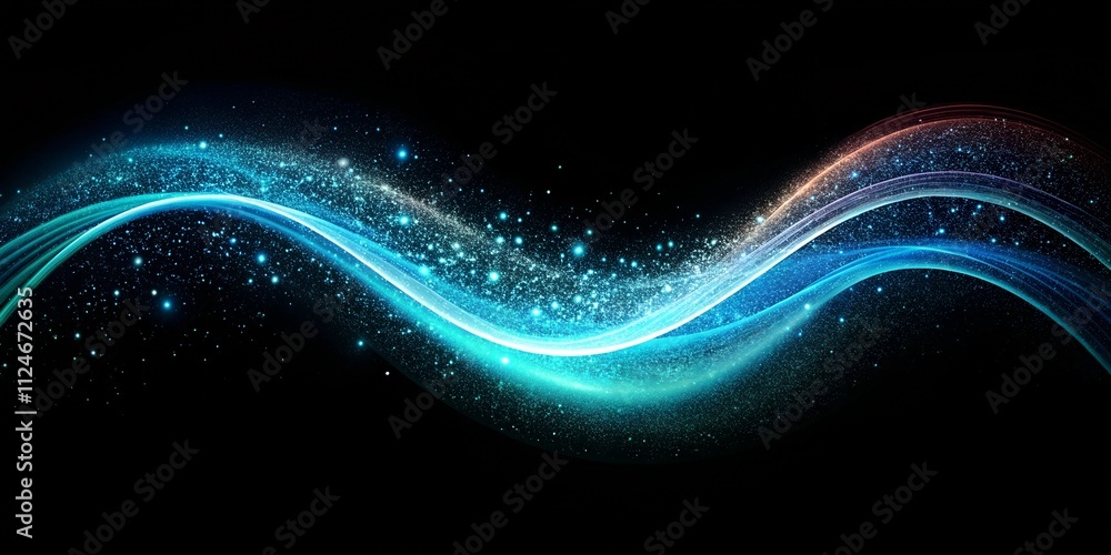 Poster vibrant swirling light patterns create an ethereal glow on a dark background