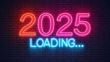 Obraz premium A loading screen featuring the text 2025 LOADING in a sleek font, generative ai