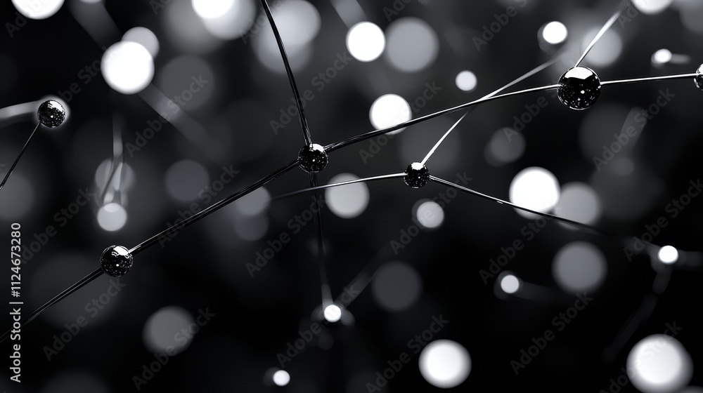 Poster abstract network connection dark nodes lines