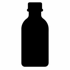 Black Silhouette Vector Illustration of a Juice Bottle