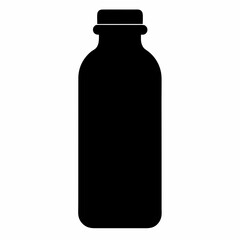 Black Silhouette Vector Illustration of a Juice Bottle