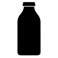 Black Silhouette Vector Illustration of a Juice Bottle
