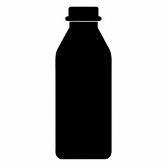Black Silhouette Vector Illustration of a Juice Bottle